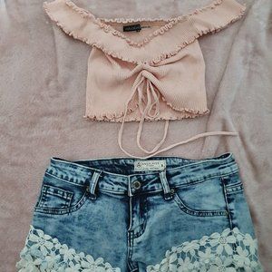 💖 New Fashion nova offs shoulder Crop top